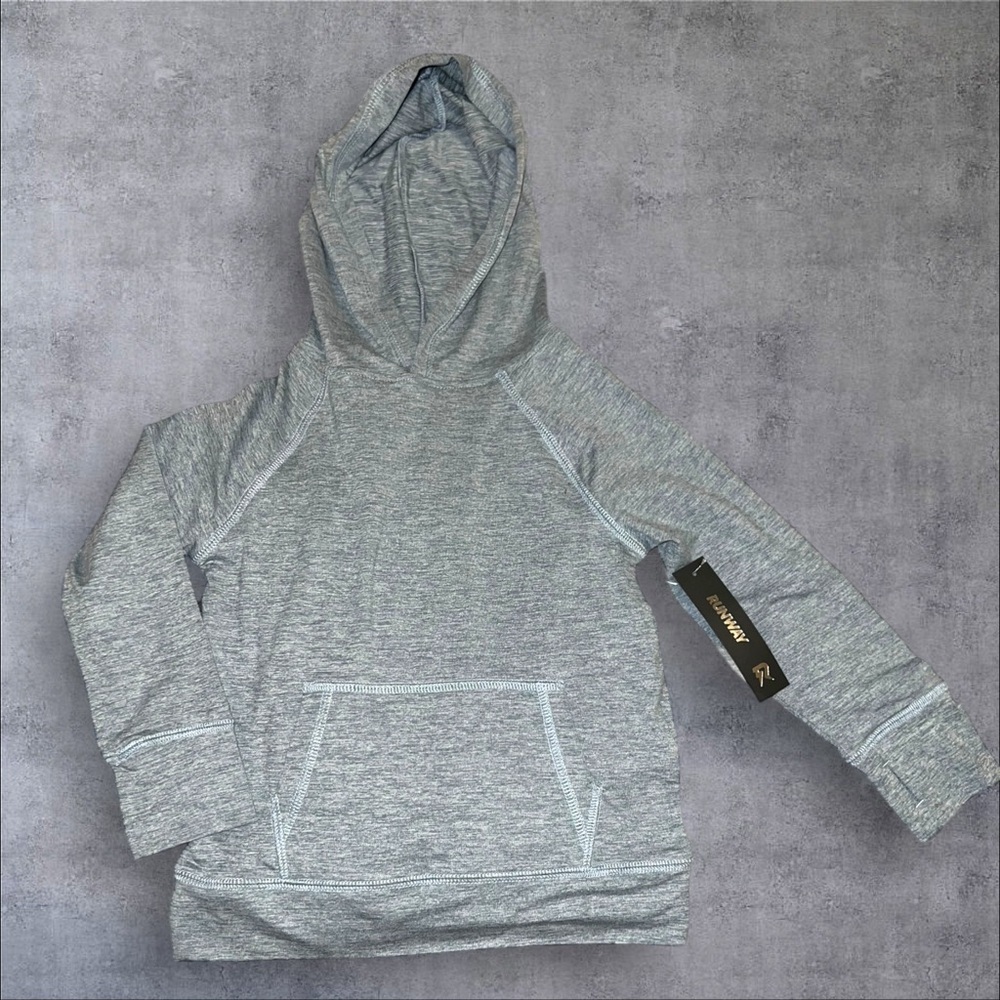 Gray Long Sleeve Tee with Heathered Texture